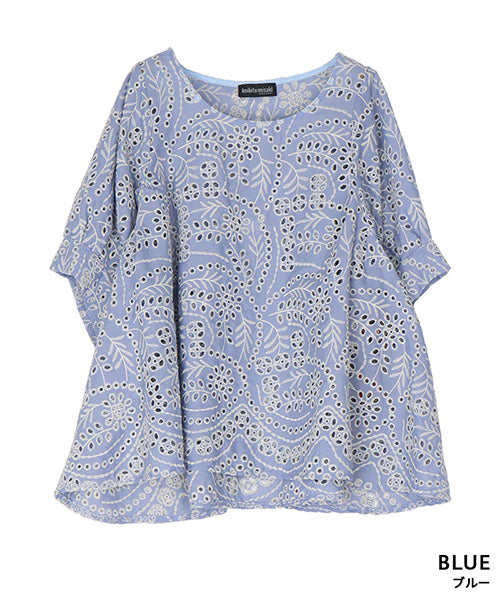 シアー総レース刺繍プルオーバーブラウス 52-0086