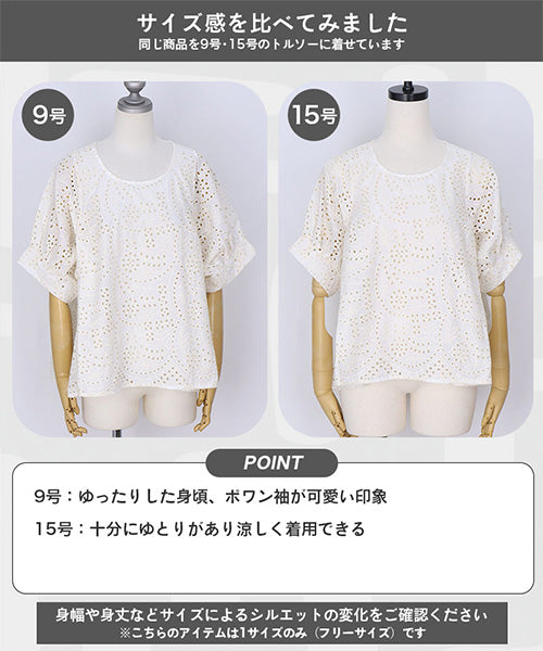 シアー総レース刺繍プルオーバーブラウス 52-0086
