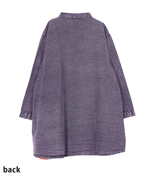 綿100％フラワーコード刺繍ドロップショルダーシャツブラウス 55-0120