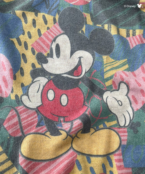 【Disney（ディズニー）】ミッキーマウス/転写プリントドロップショルダーニットプルオーバー 56-0001
