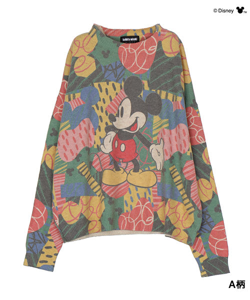 【Disney（ディズニー）】ミッキーマウス/転写プリントドロップショルダーニットプルオーバー 56-0001