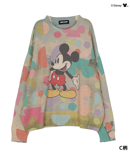【Disney（ディズニー）】ミッキーマウス/転写プリントドロップショルダーニットプルオーバー 56-0001