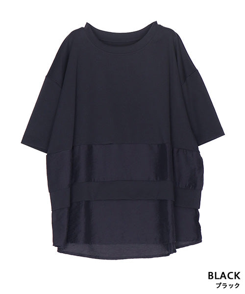 異素材切替ティアードデザインTシャツカットソー 58-0018