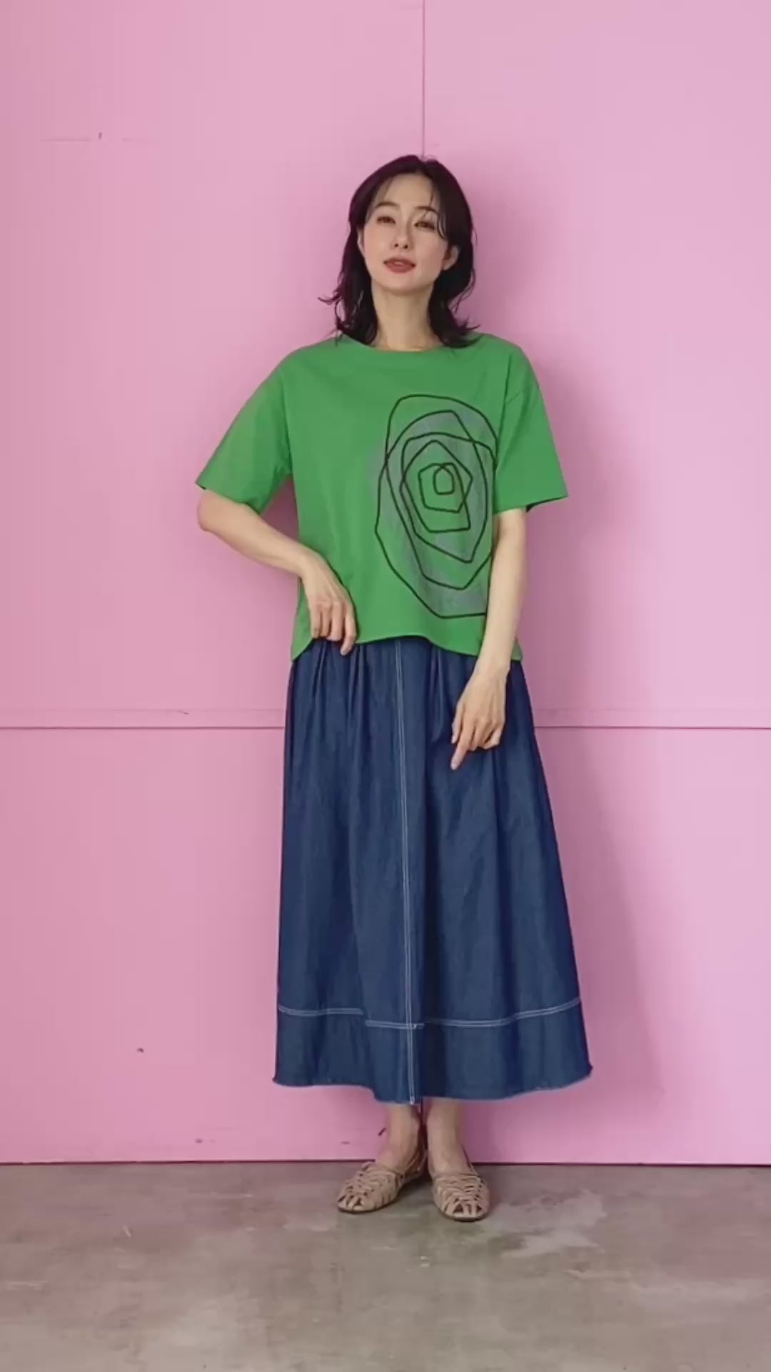 綿100％ロゴプリントコード刺繍Tシャツカットソー 36-1839